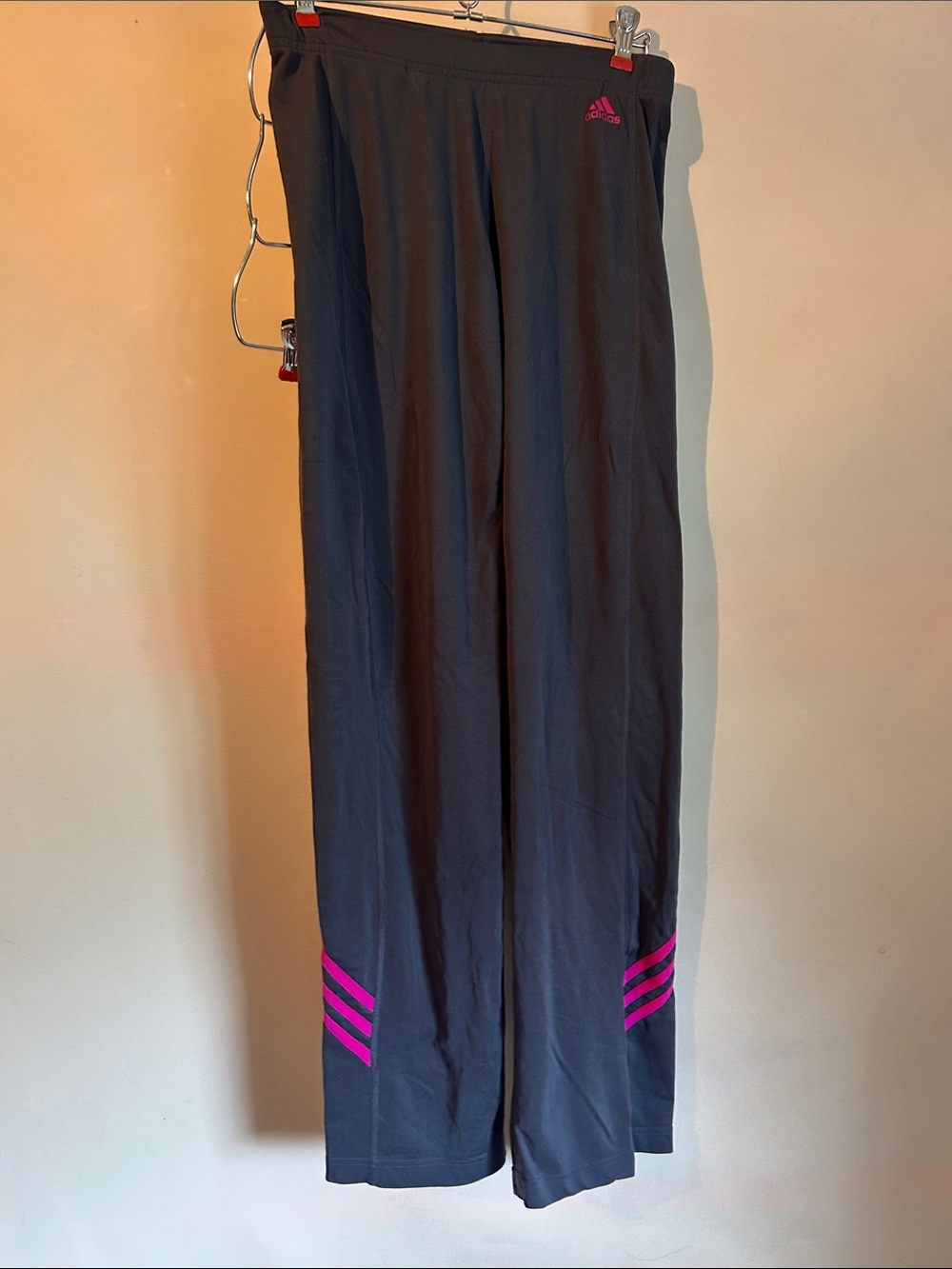 adidas blue Track Pants with Pink Stripe Accents size small